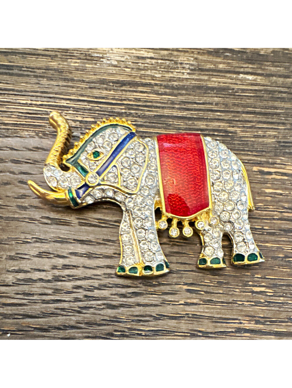 Pure Allure by JCPenney Elephant Brooch Enamel Rhinestones